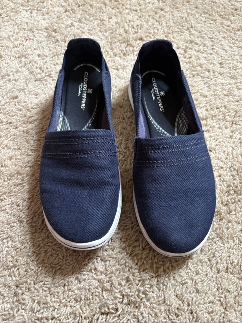 Clarks Navy Slip-On Canvas Sneakers